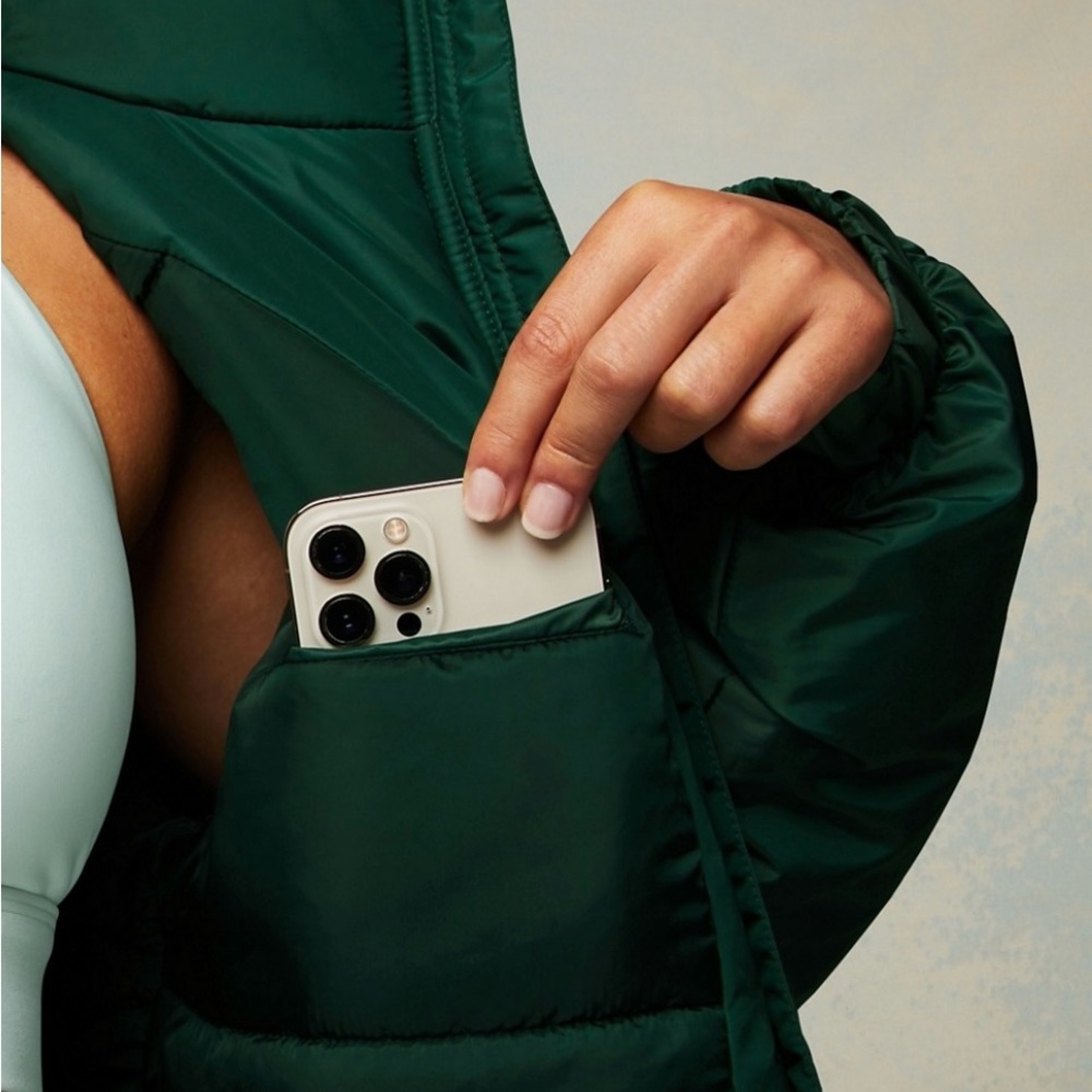 Deep Green Puffer All Weather Jacket - “Everpine Shine” - Fabletics - Picture 6 of 7